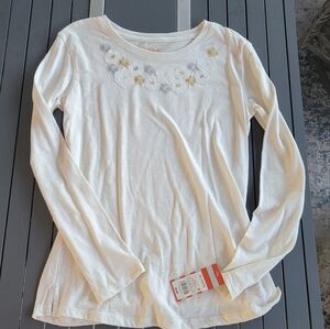 Cat & Jack Ivory Long Sleeve Shirt with Floral Design